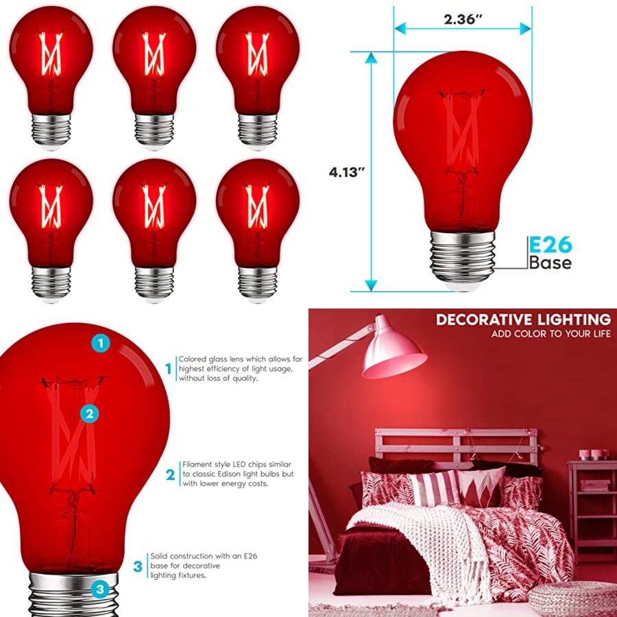 Outdoor Lighting Decoration - A19 Edison LED Ampuller, 4.5W 60W