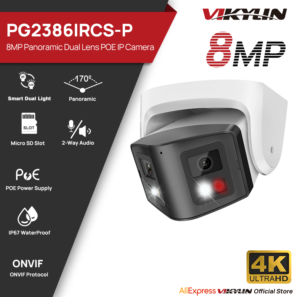 Outdoor Lighting Mains Powered - Vikylin 8MP Panoramik Akıllı Çift Işıklı