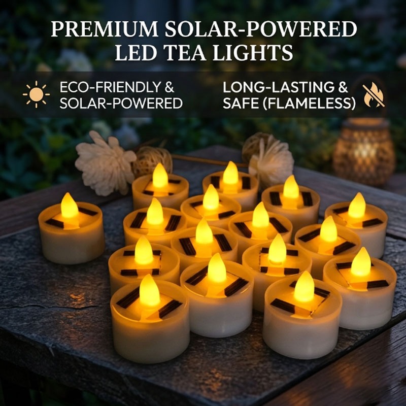Outdoor Lighting Dusk To Dawn - Güneş Enerjili Alevsiz LED Çay Mumları,