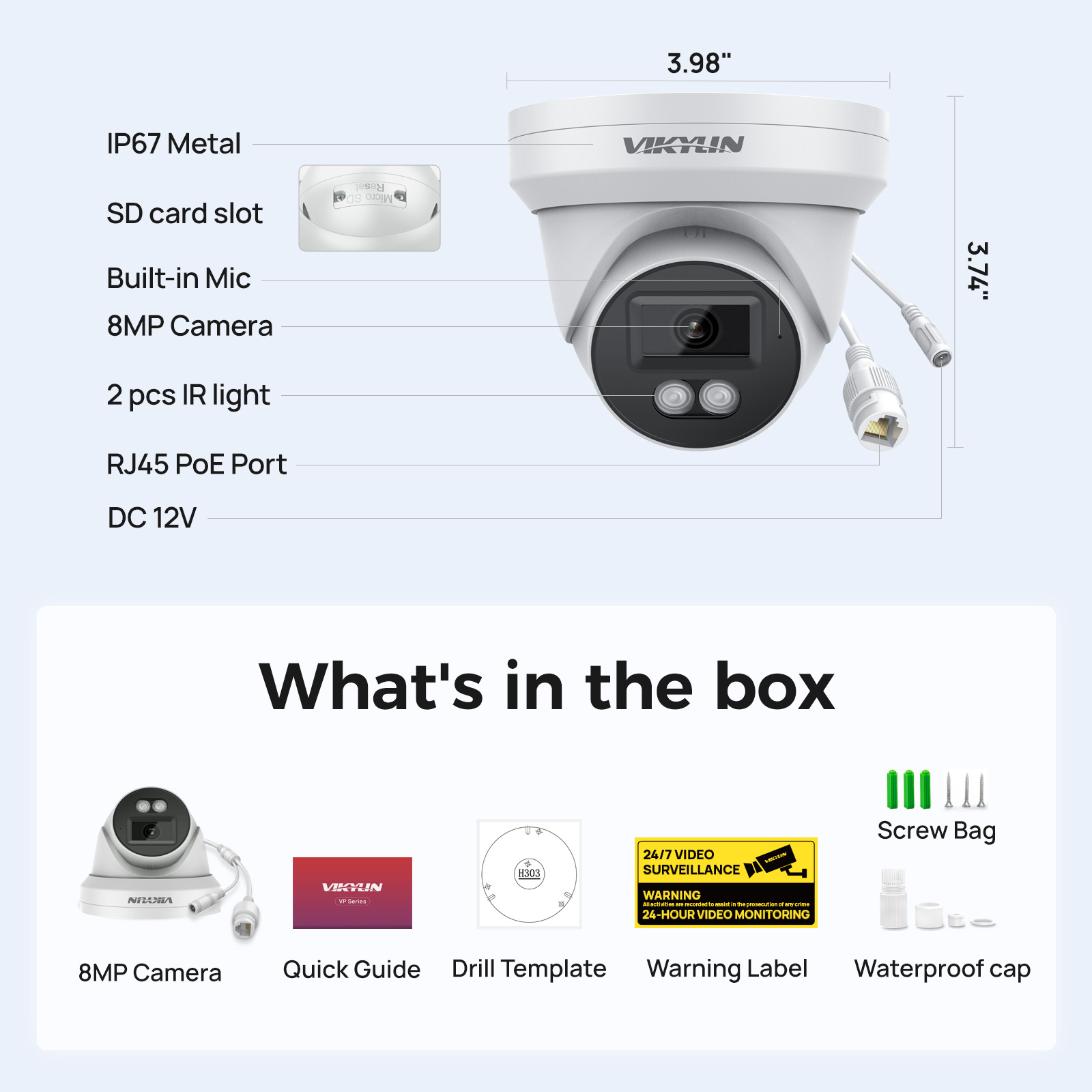 VIKYLIN 8MP HD IP Güvenlik Kam - Outdoor Lighting Mains Powered incelemesi ve fiyatı